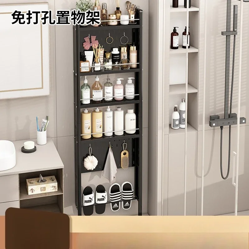 Floor-to-ceiling storage rack in the bathroom crack, extremely narrow shelf behind the door, no-punching storage artifact in the