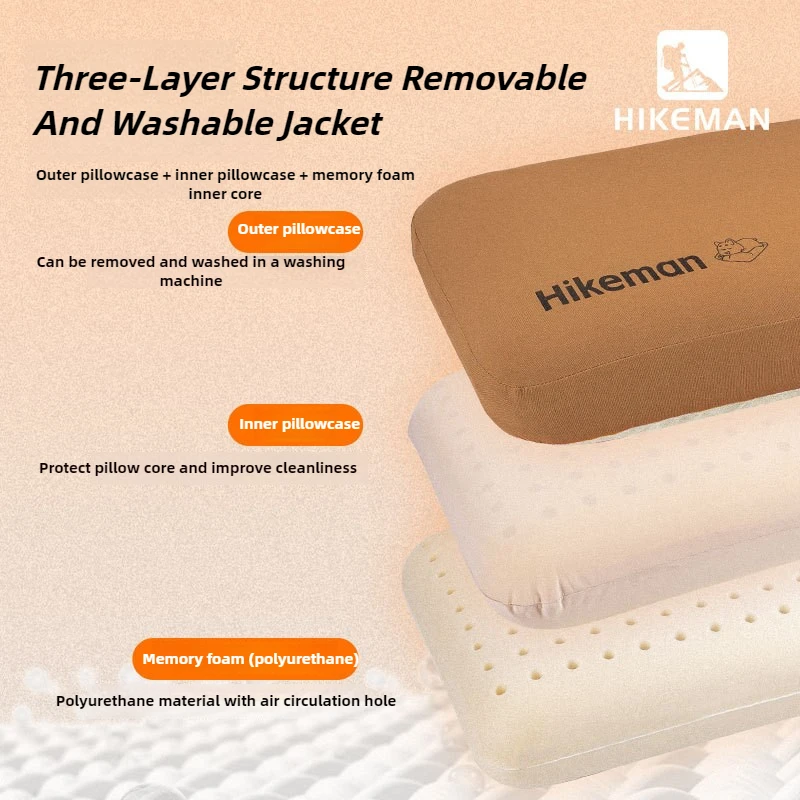HIKEMAN وسادة التخييم في الهواء الطلق رغوة الذاكرة السفر وسادة عنق الرحم المحمولة الغداء كسر وسادة وسادة الذاكرة انتعاش بطيء