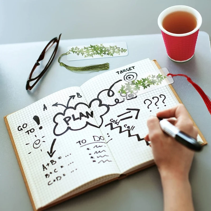 20CB 15/30/45Pcs Acrylic Bookmarks with Colorful Tassels Blank Craft Book Marks for DIY Craft Bookmarks School Art Project