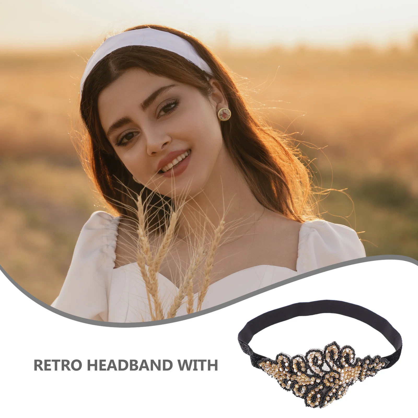 

1Pcs Rhinestone Vintage 1920s Flapper Headband Party Prop Delicate Retro Hairband for Festival Carnival Celebration