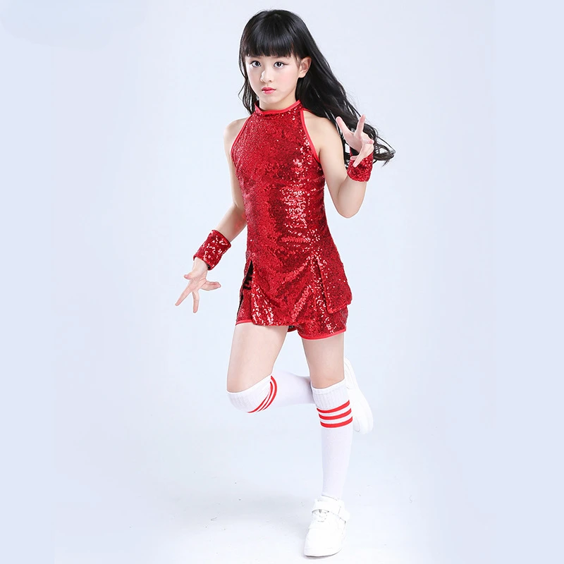 Children's Day Jazz Dance Costumes Hip-hop Street Dance Performance Sequined Sleeveless Suits Modern Dance Costumes Boys Girls