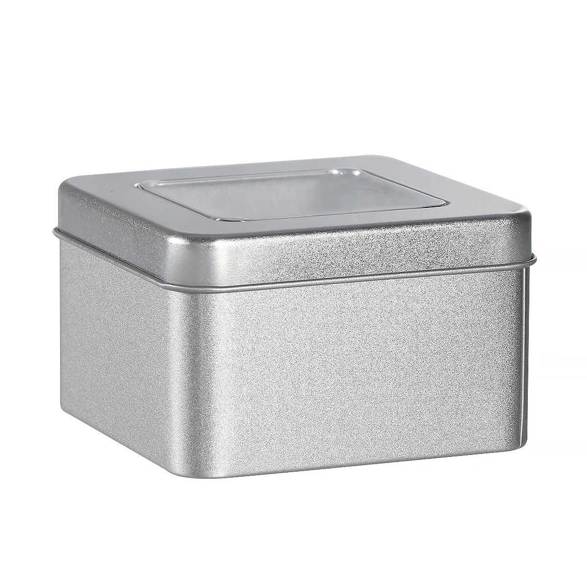 

10 PCS Candy Jars Tin Box Square Container Silver Metal Clear Bins Empty Food Containers