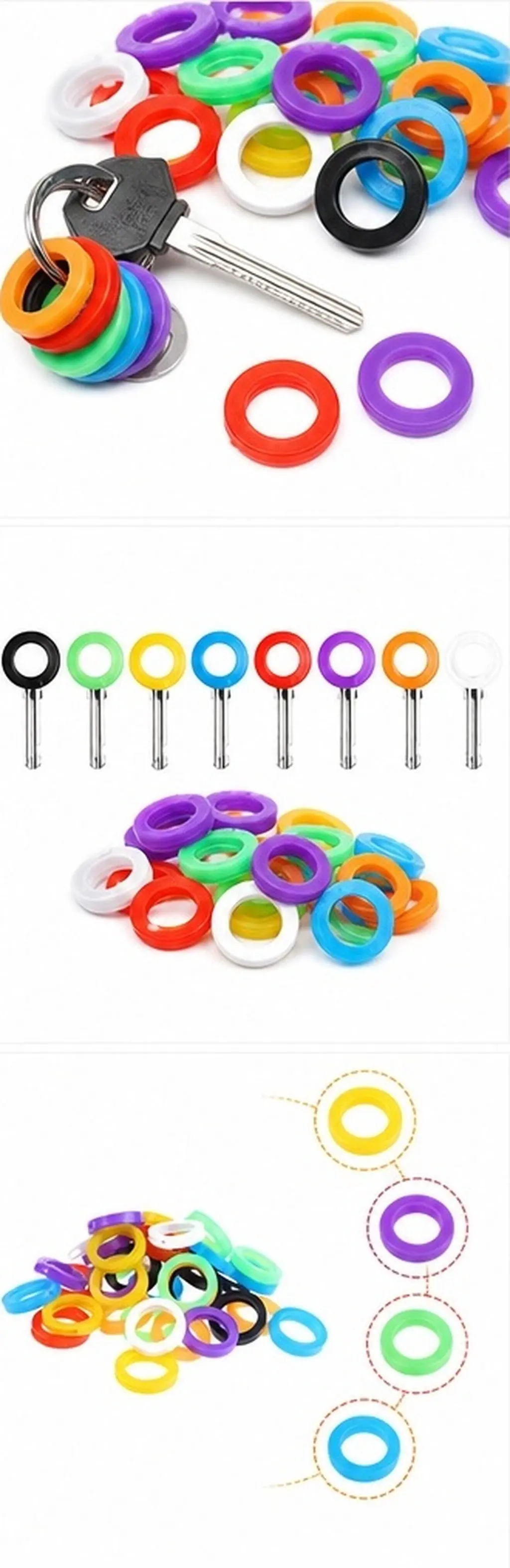72Pcs Premium Silicone Key Sleeves Flexible Odorless Fade Resistant Key Caps for Organization Protection and Quick Recognition