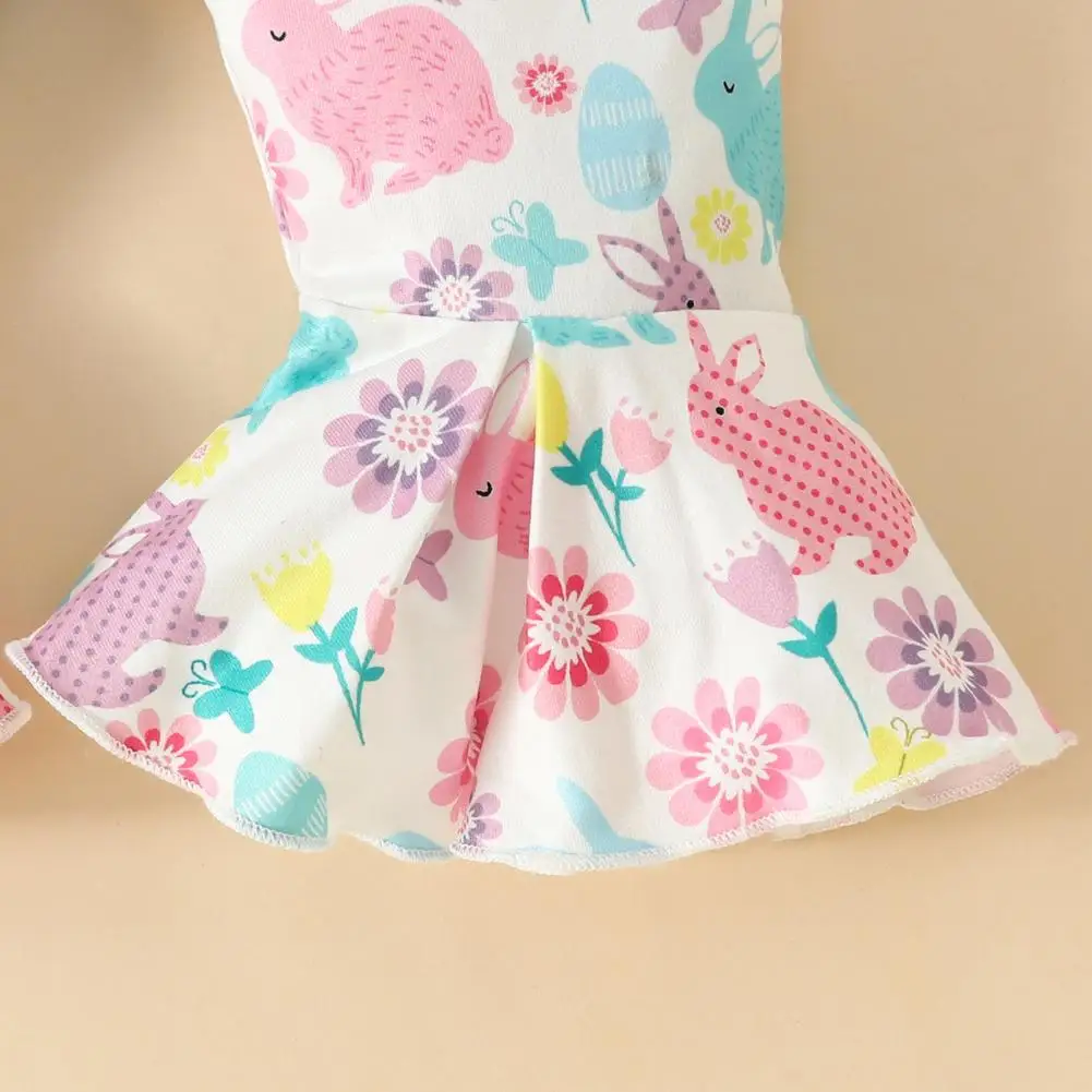 Easter Baby Suit Happy Easter Baby Outfit Happy Easter Bunny Print Baby Girl Outfit Set with Short Sleeves Shirt Bell-bottoms