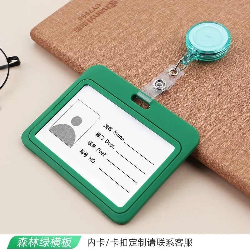 1Set ID Card Holder Clip for Exhibition Retractable Badge Reel with Badge Holder Pass Work Card Clip Working Permit Case Sleeve