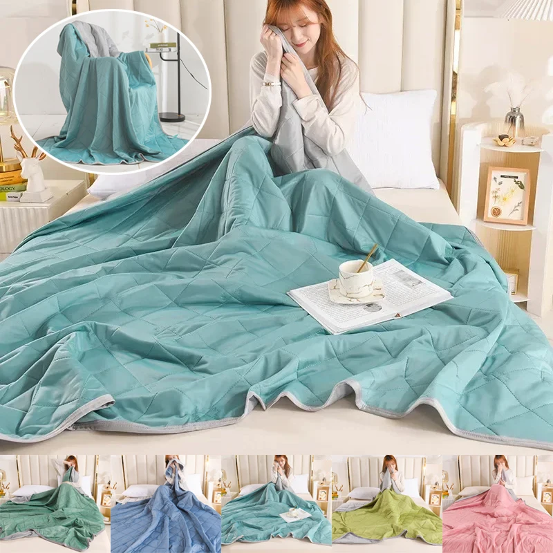 

1PC Ice Cooling Blankets Breathable Smooth Air Condition Comforter Lightweight Summer Quilt with Double Side Cold Cooling Fabric