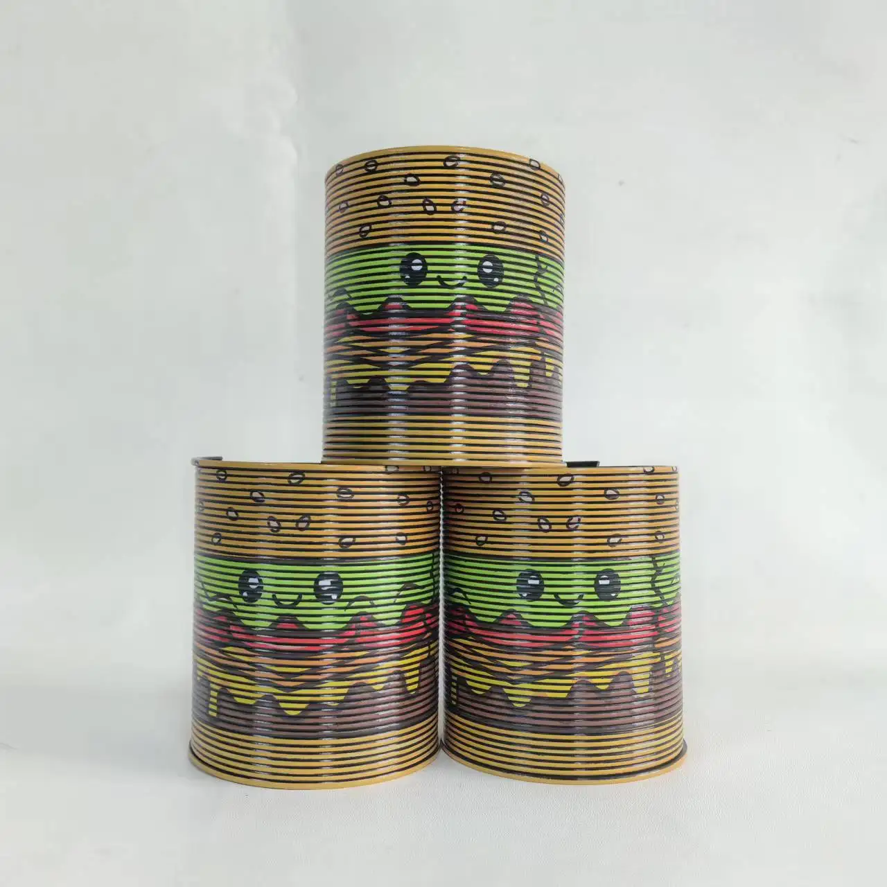 

1/3/6 шт. Большая черная радужная пружинка-игрушка 3,9 дюйма с рисунком гамбургера, забавная волшебная пружина для детских праздников, дней рождения, подарков на Хэллоуин