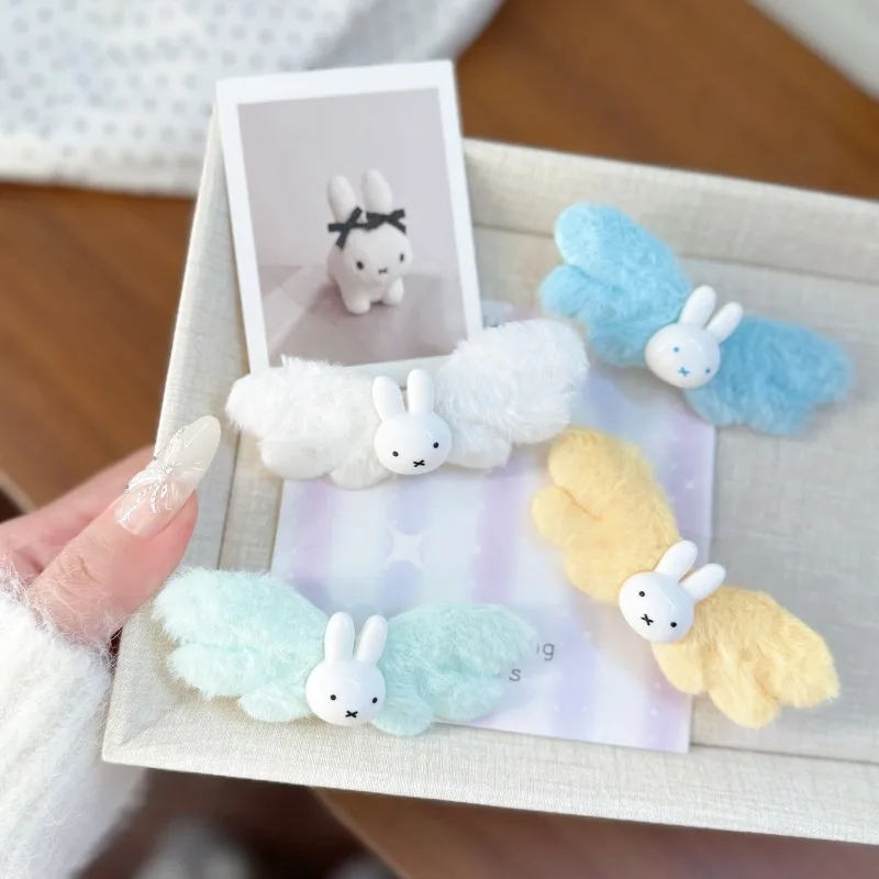 

New Kawaii Miffy Rabbit Winter Sweet Plush Wings Hairclip Duckbill Hairclip Decoration Hair Accessories Girl Gift