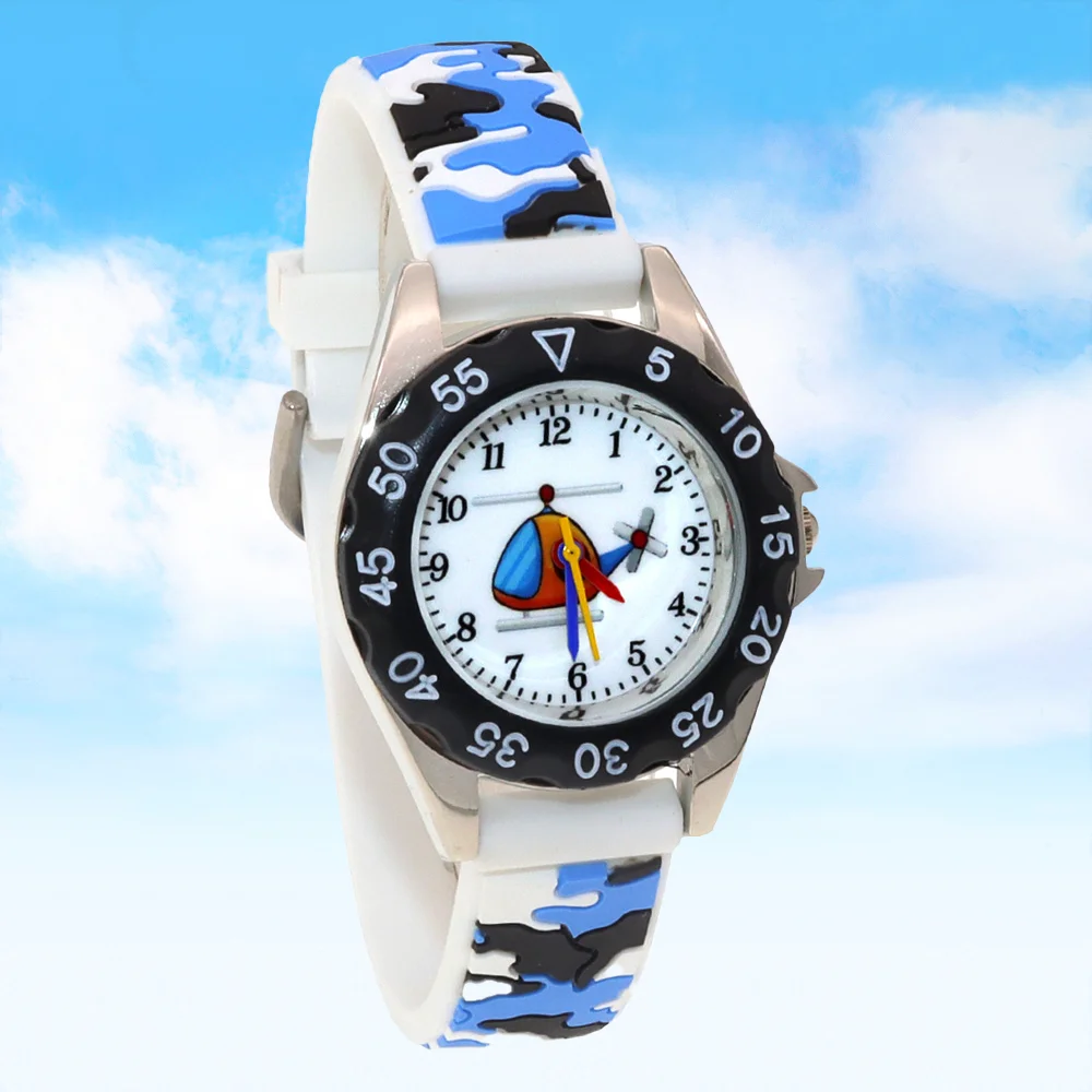 

Unisex Kids Cartoon Camouflage Silicone Strap Quartz Digital Wristwatch Student Timepiece Gift for Boys And Girls