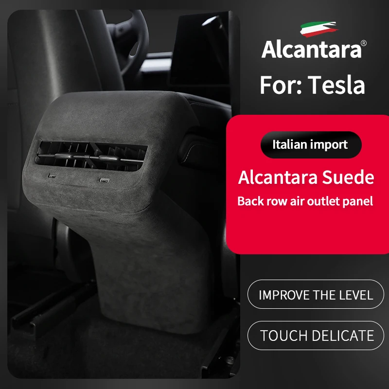 Alcantara Central Armrest Air Condition Vent Cover Sheath Shell for Tesla Model 3, Model Y 2018 2019 2020 2021 2022