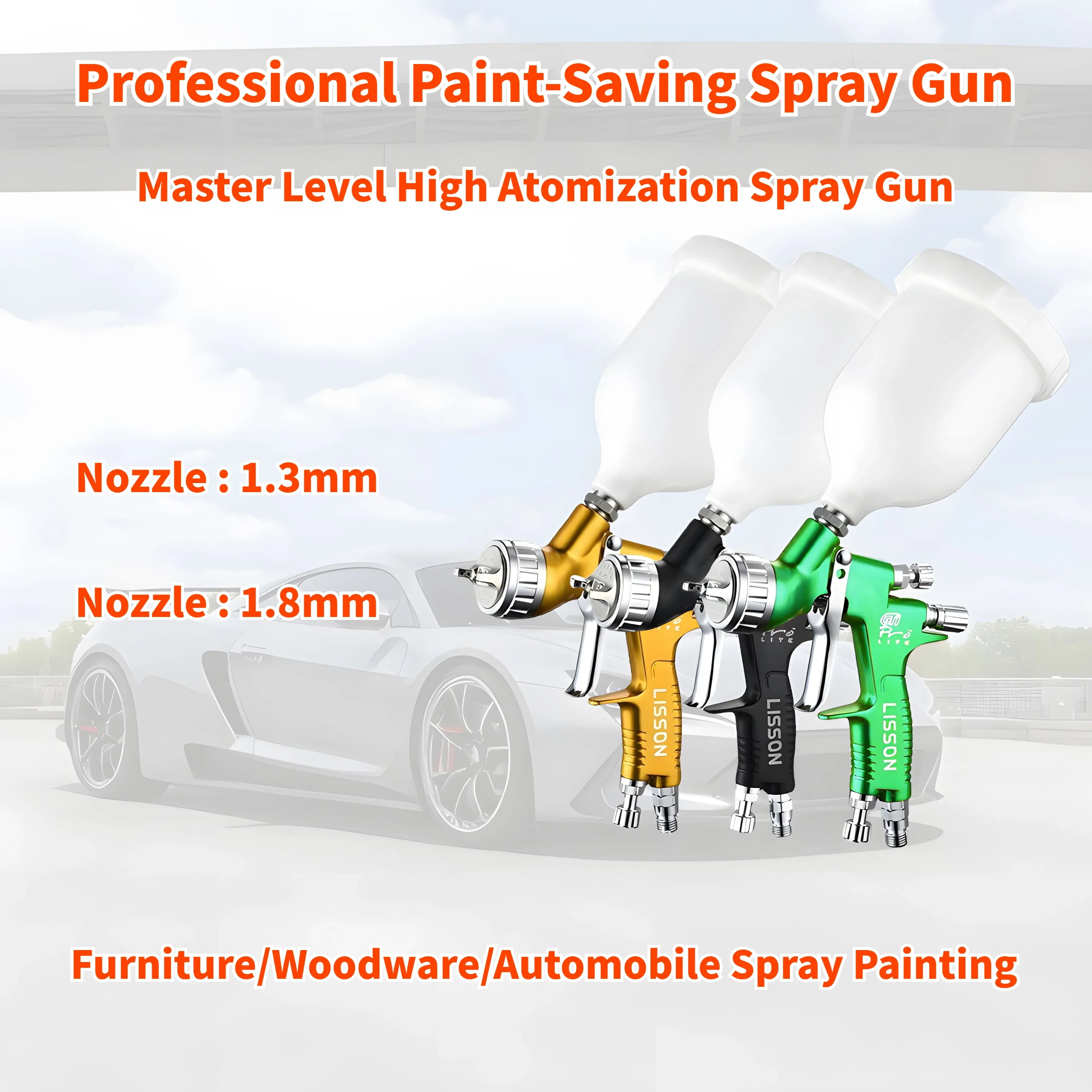 1.3/1.8mm Spray Paint Gun Car Finish Furniture Paint High Atomization Professional Paint-saving Pneumatic Paint Spray Gun