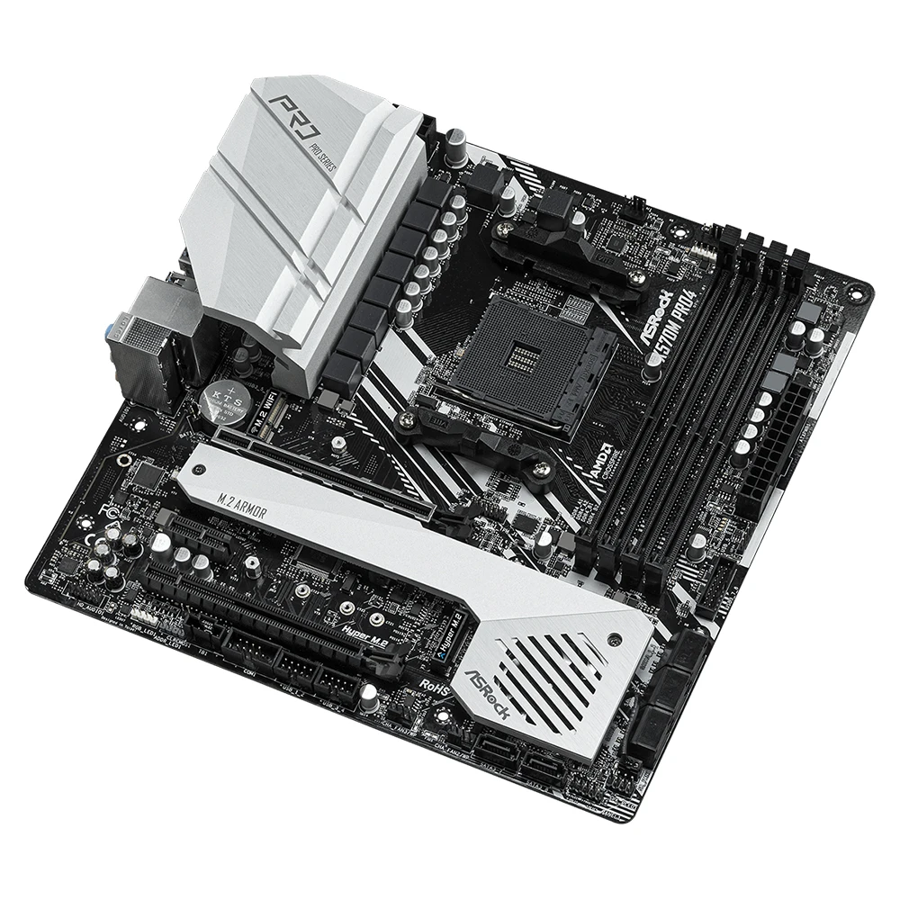 Imagem -05 - Placa-mãe Asrock-x570m Pro4 Amd X570 Suporta Ryzen 5700 Cpu Ryzen 5600g 4200 Mais Pcie 4.0 M.2 Nvme Placa-mãe Atx Am4