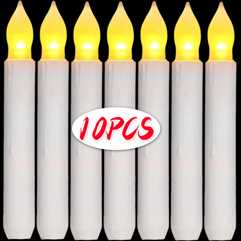 

LED Long Candle Flameless Pointed Candle Light Battery Powered Flashing Candle Light Birthday Wedding Dinner Party Decorations