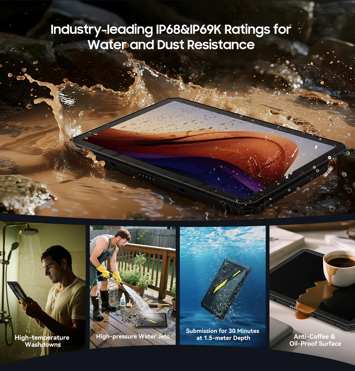 BlackView Active 7 11'' Rugged Tablet [charger not included]Android 15 24GB(8GB+16GB)+128GB Night Version IPS 10000mAh 45W NFC