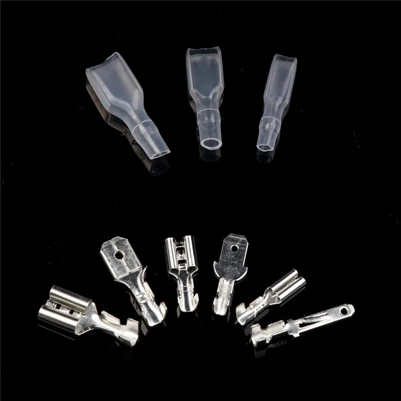 120/270Pcs 2.8/4.8/6.3mm Bare End Plug Spring Cold-Press Insulated Terminal Block Wire&Cable Connector Spade Terminal Kit box