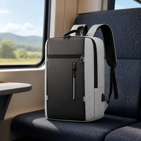 Water-Resistant Laptop Backpack for Men, 15.6" with USB Charging, Spacious Design for Work and Study