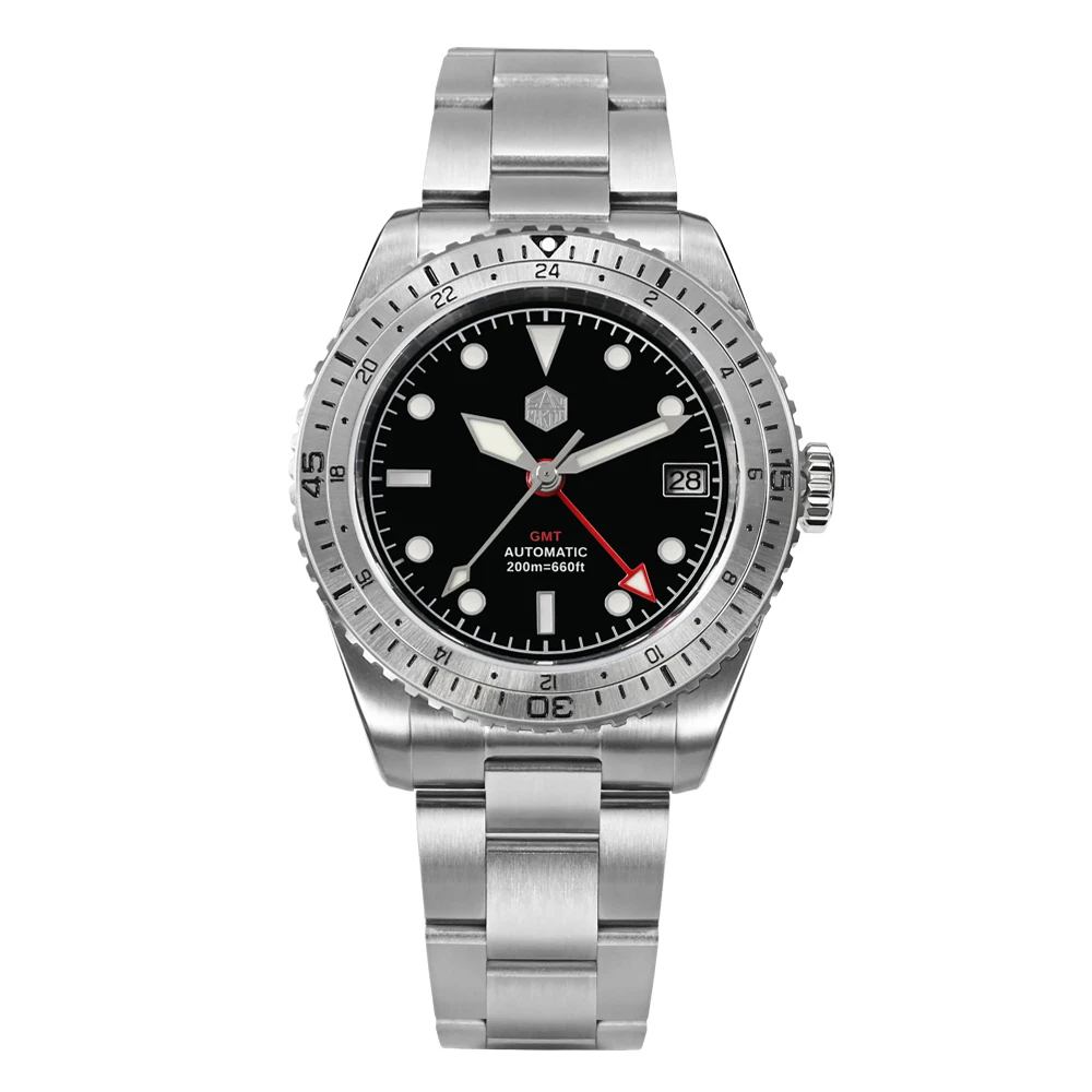San Martin Men Diver Watch World Time Bezel Sports Luxury NH34 GMT