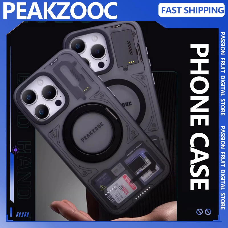 

Peakzooc Personalized Phone Case Magnetic Attraction Bracket SIM Card/SD/TF/Memory Card Storage Manager for IPhone16 ProMax Gift