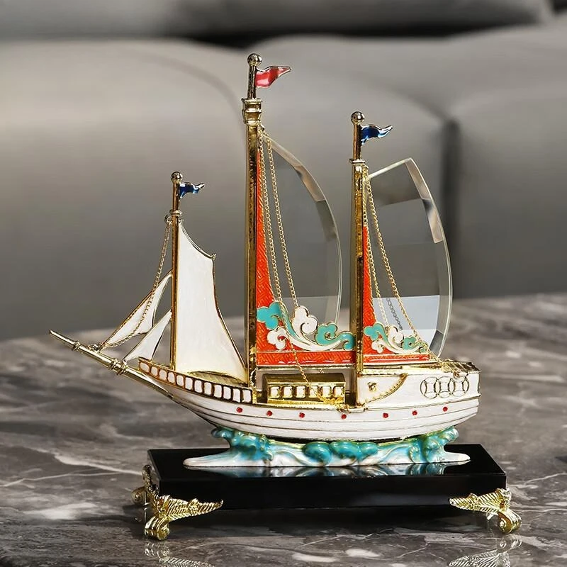 

Enamel smooth sailing crystal sailing ornament handicrafts living room office ornament opening gift