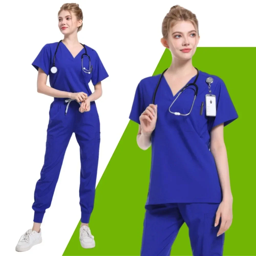 Dentist Surgery Tops Solid Color Beauty Salon Work Blouse Veterinary Nursing T-Shirts Spa Uniform Scrub Tops Men Medical Clothes