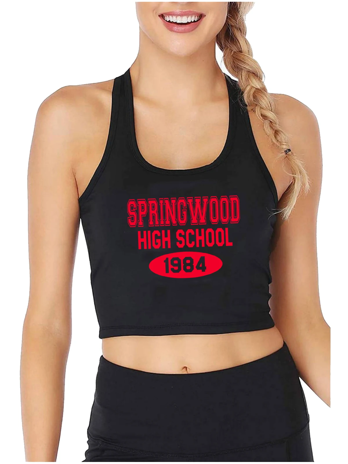 

A Nightmare On Elm Street Springwood High School Harajuku Print Tank Tops Girl' Anime Style Sexy Crop Top Summer Sports Camisole