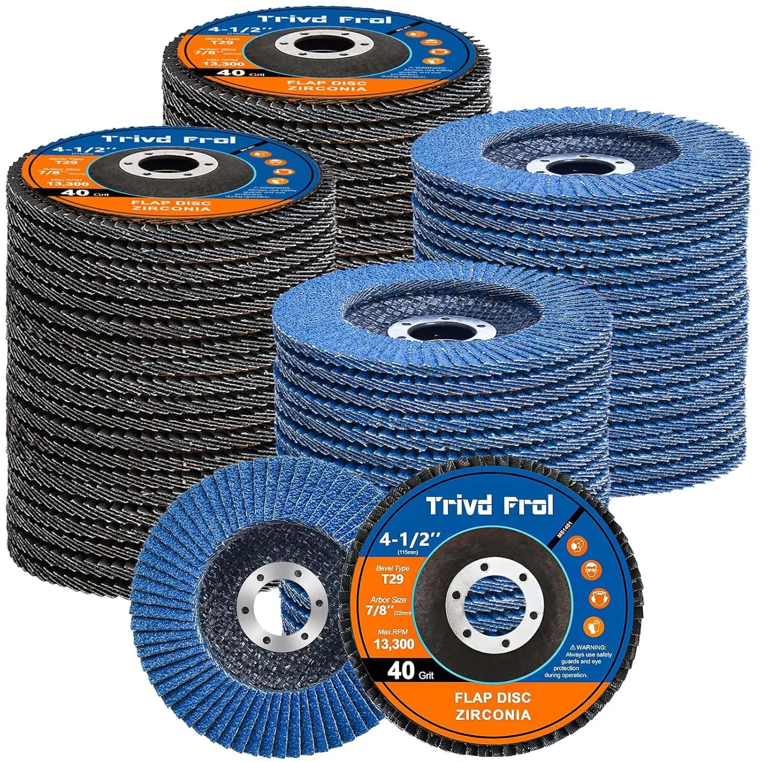 

4 1/2" Flap Discs for Angle Grinder - 40 Grit T29 Zirconia Abrasive Sanding Wheel, 80 Pack for Metal Wood Stainless Steel
