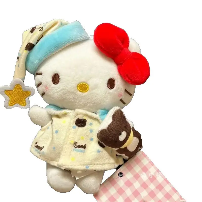 

Kawaii Sanrio Hello Kitty Pajama Doll Cartoon Backpack Charm Heart-shaped Keychain Car Decorative Birthday Gift for A Friend