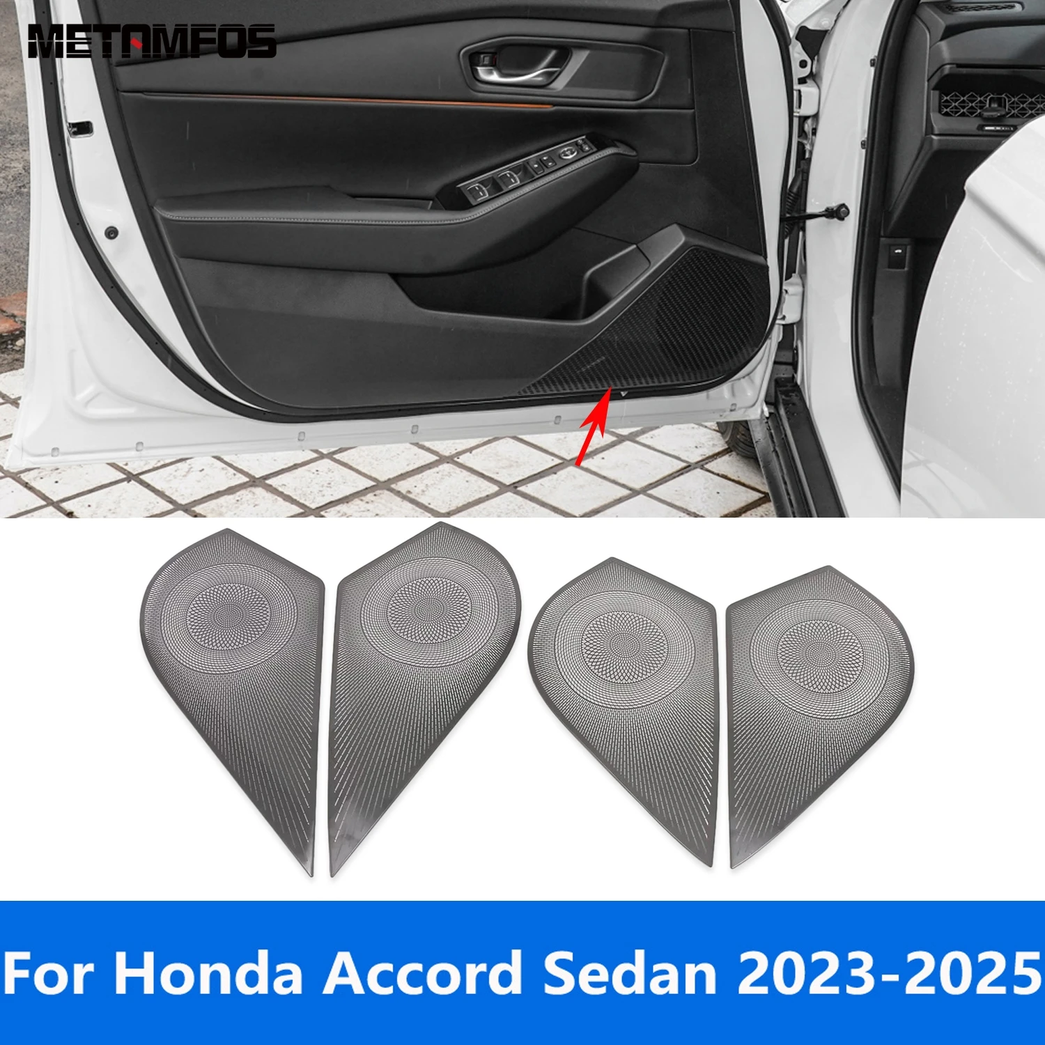 

Для Honda Accord Sedan 2023 2024 2025 автомобильный дверной громкоговоритель из нержавеющей стали, звуковая аудиосистема, крышка динамика, отделка, аксессуары для интерьера