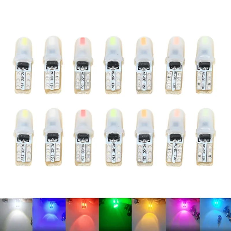 10pcs Auto T5-3014-2smd Led Light Bulb Indicator Dashboard Instrument Panel Wedge Lamp Warning Signal License Plate Lights DC12V