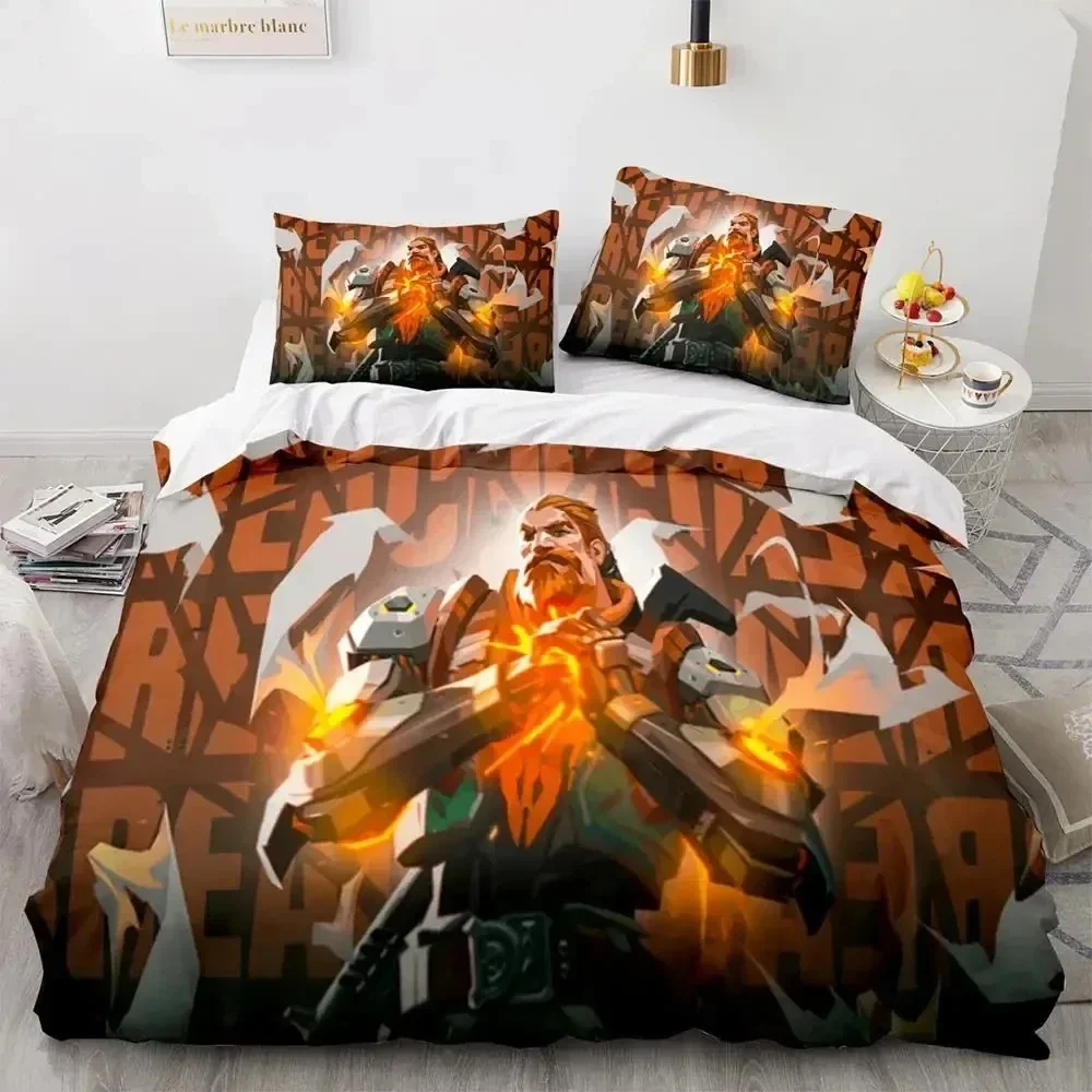 3D Print Game Neon Valorant Bedding Set Duvet Cover Bed Set Quilt Cover Pillowcase Comforter king Queen Size Boys Adult Bedding