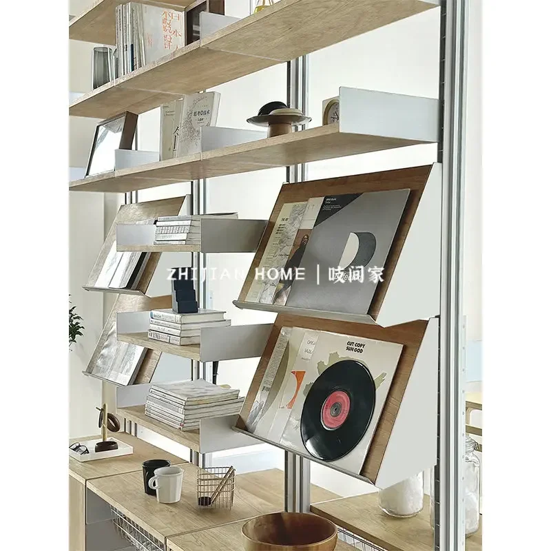 Profile through the sky wooden bookshelf floor rack living room wall display rack partition bookcase storage rack adjustable