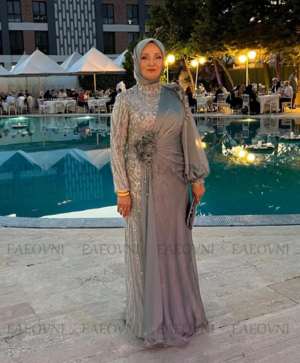 Customized Muslim Long Sleeve Prom Gown Appliques High Exquisite Patchwork Evening Dress Middle Eastern Style فساتين مناسبة رسمي