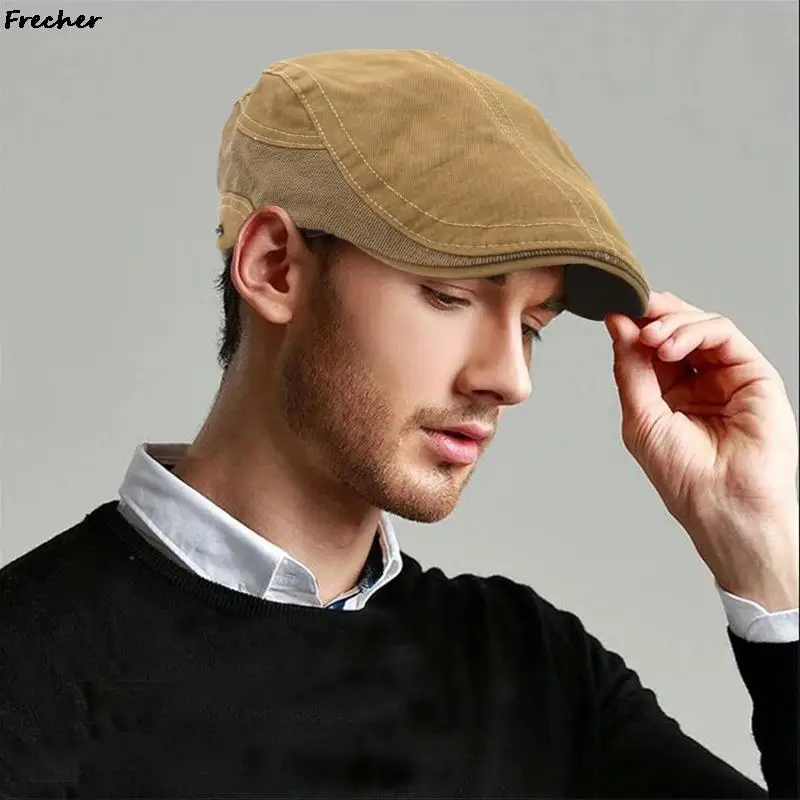 Autumn Spring Newsboy Hats Vintage Men Beret Cap Classic Western Caps Adjustable Painter Hat Outdoor Cabbie Berets Cotton