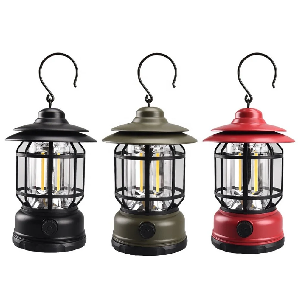 LED Camping Light Satchel Retro Style Outdoor Warm Multifunctional Tent Battery Powered Lantern