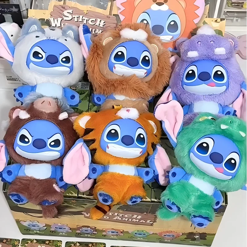 Disney Stitch Wild Animal Series Vinyl Plush Blind Box Stitch Mystery Box Doll Bag Keychain Pendant Decor Surprise Bag Toy Gifts