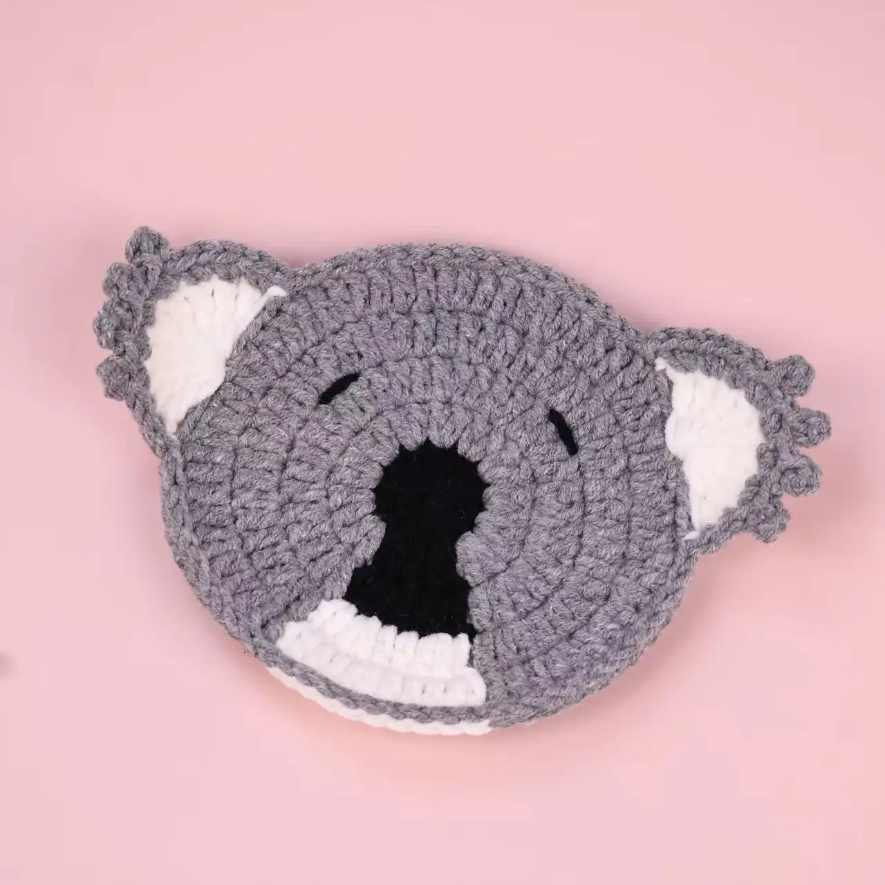 2Pcs Koala Coaster Handmade Crochet, Adorable Lovely Cute Cartoon Koala Cup Mat Heat Insulation, Cotton Yarn Home Desk Gift