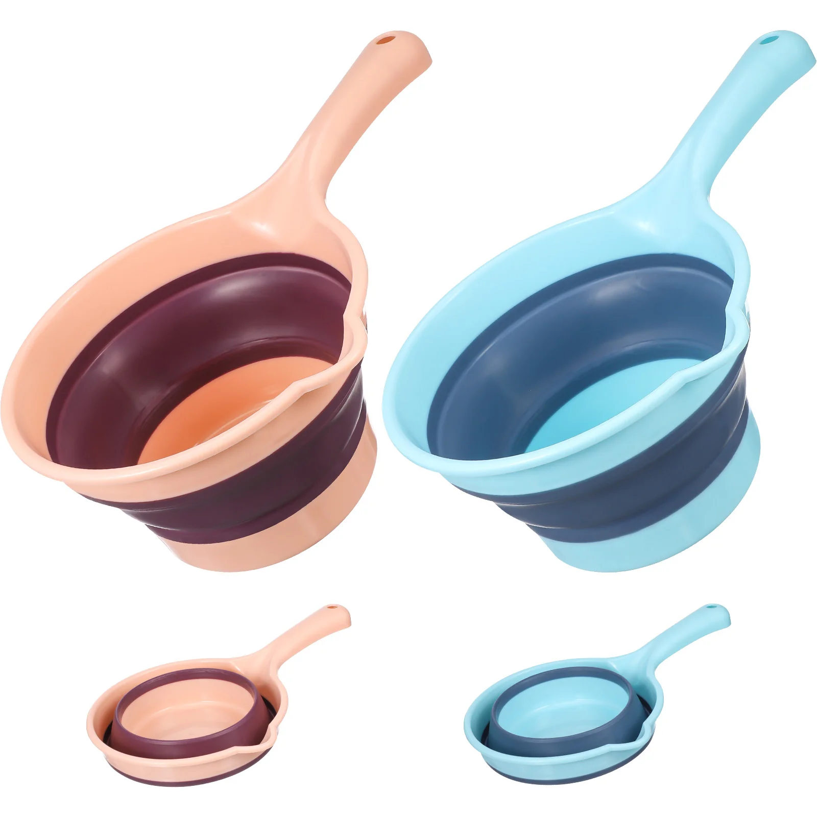 

2 Pcs Folding Water Scoop Soup Ladle Bath Large Kitchen Spoons Plastic Kids Bottles Dipper Tubs Shampoo Baby