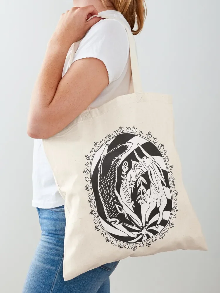 Fox and Hare Spiral Tote Bag ecological bags tote bags aesthetic Tote Bag