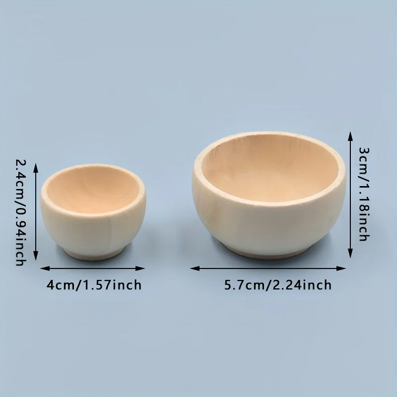 5pcs unfinished wooden bowls 57x30mm and 10pcs 40x24mm DIY handcraft mini bowls for home decoration creative painting projects