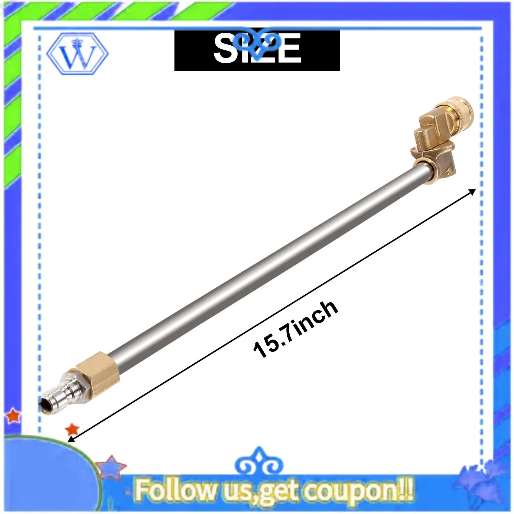 M46K-Pressure Washer Wand With Adjustable Angle Nozzle, 16 In Ch Spray Lance 180 Degree With 5 Angles Quick Connect Pivot Adapte