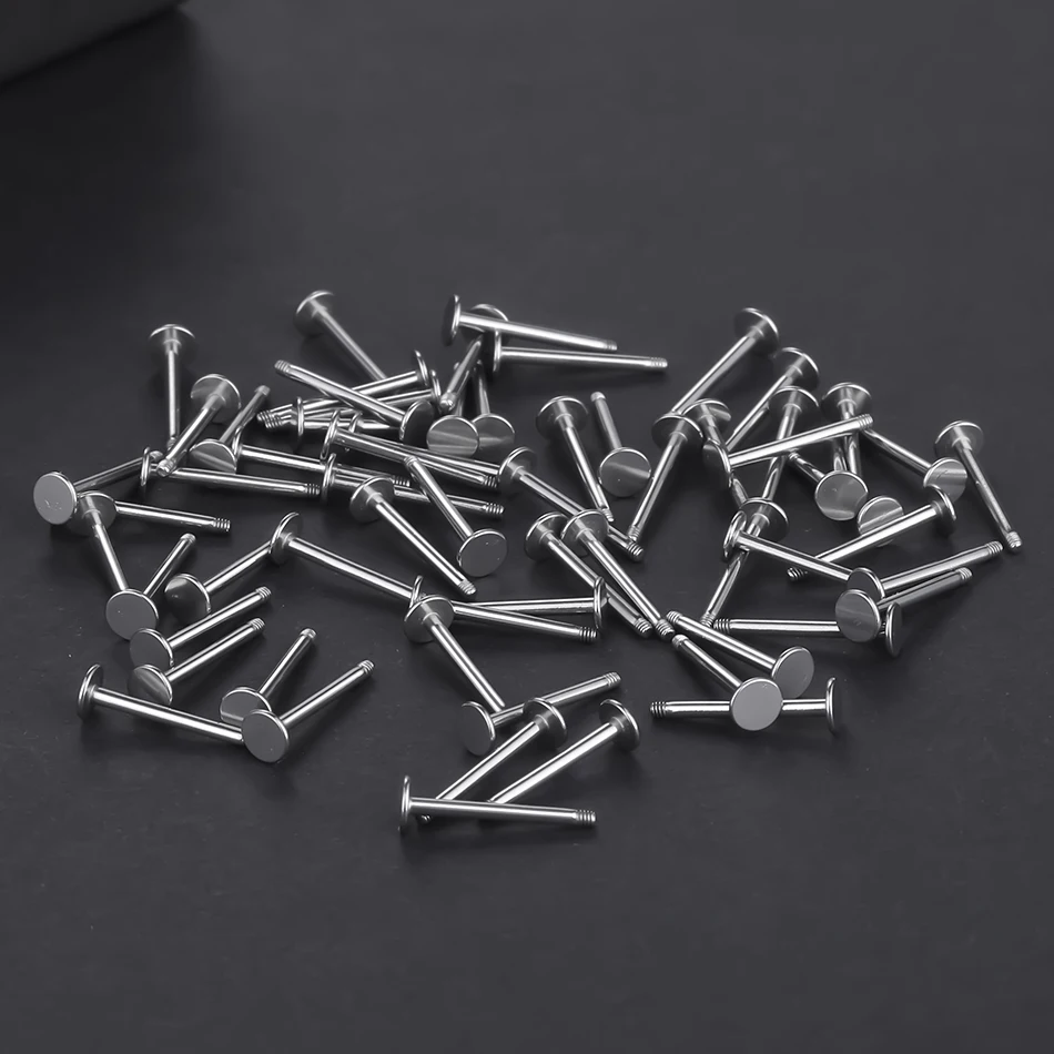 100Pcs/Set Steel Labret Bars Post Only for Lip Ring Piercing Replacement Ear Tragus Helix Daith Earring Piercings Accessories