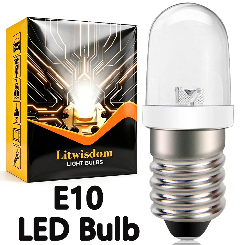 E10 Mini Screw LED Bulb 220V-240V Appliance Indicator Light 6000K 360° Bright Non Flicker Replacement for Chandelier Lamp 1Pcs
