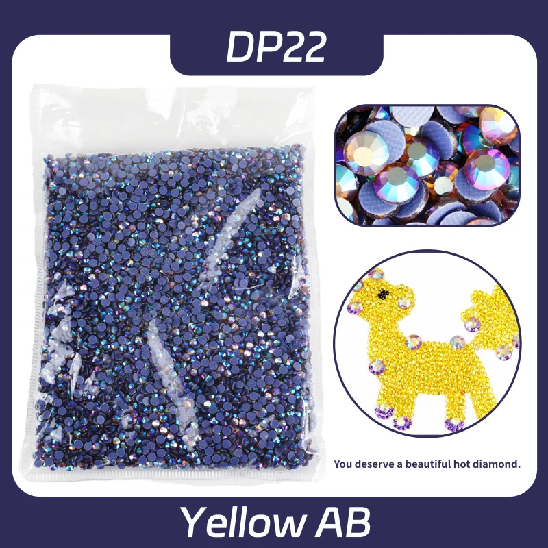 Bulk Wholesale Glitter Yellow AB Hotfix Rhinestones Crystal Accessories for Clothes, Shoes, Skirts, Bag, Phone Case, Decorations