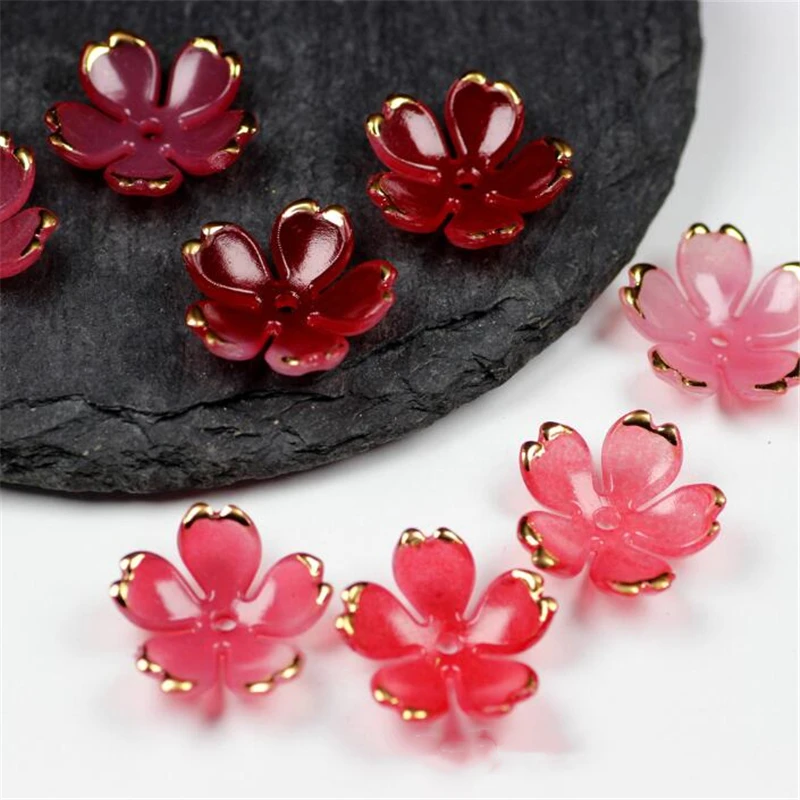 50Pcs/Lot New Torus 19MM Acrylic Flower Beads Petals Charm Connectors Diy Earrings hair Jewelry Making Resin Acessories