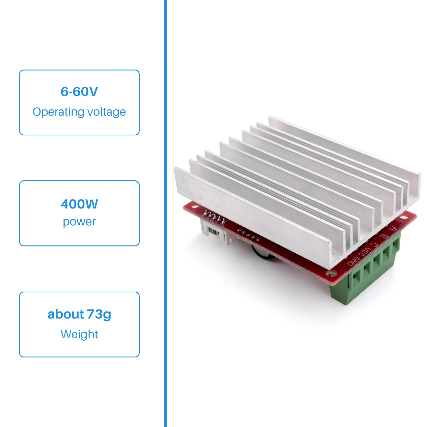 DC 6-60V 400W BLDC Three Phase DC Brushless Motor Controller PWM Hall Motor Control Driver Board 12V 48V Rare