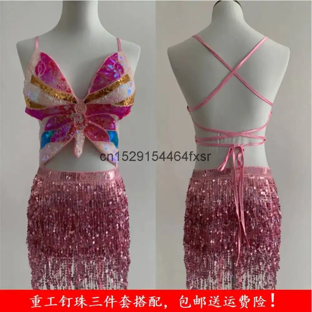 

Belly 2024 Four Seasons New Dance Costume Training Dress Performance Dress Women's Set Indian Dance Sexy Dance Bra Skirt