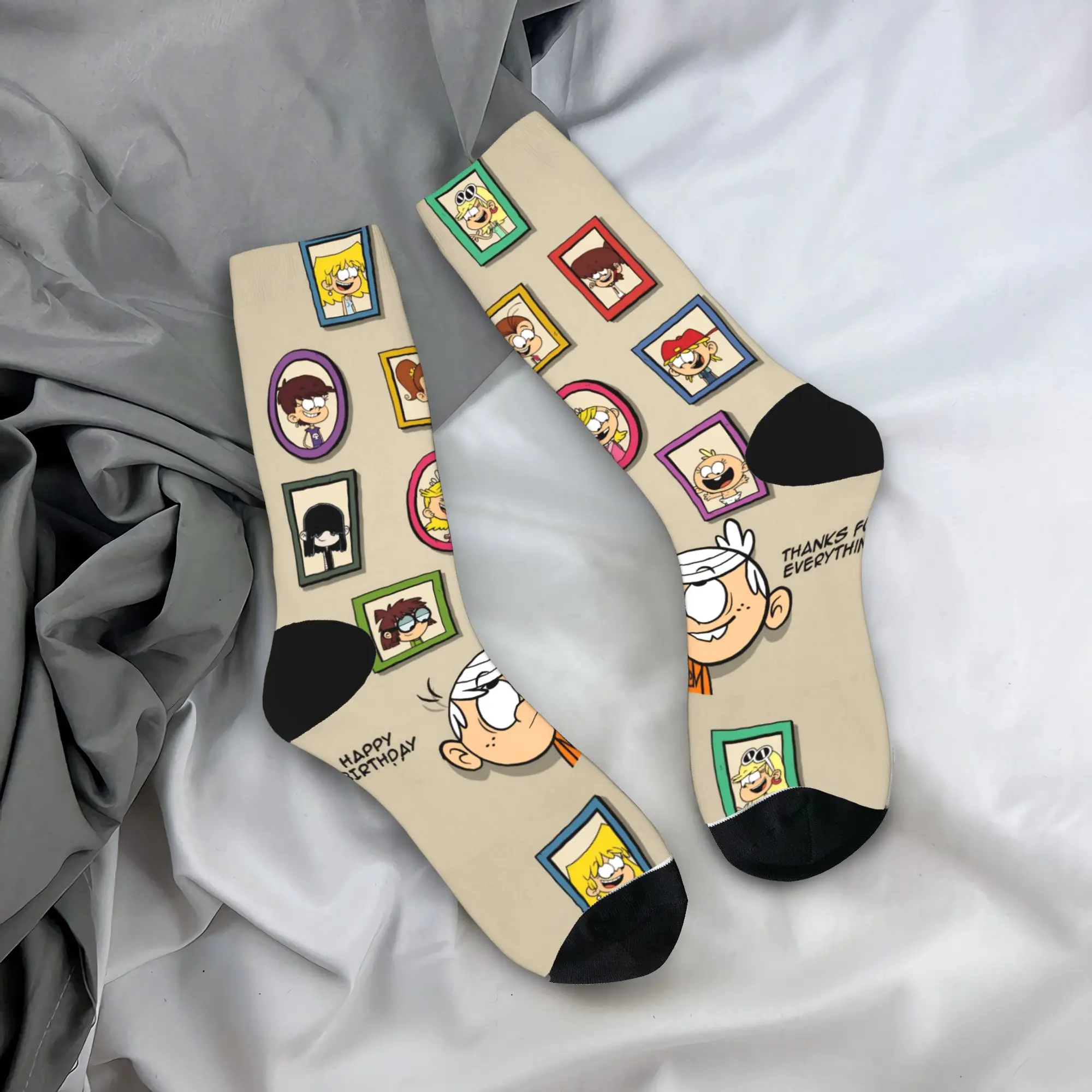 ถุงเท้าลายการ์ตูนสำหรainfamilys L-Loud Houses ถุงเท้าแฟชั่นสำหรับฤดูใบไม้ร่วง ถุงเท้าคู่กันลื่น ถุงเท้าวิ่งแบบนุ่มปานกลาง