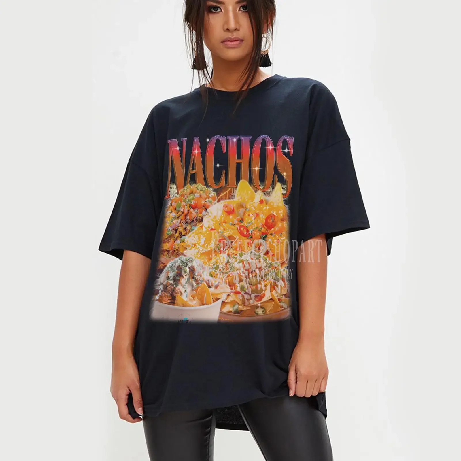 Retro Nachos Funny T Shirt Y2K Lover for Food vintage Washed Casual graphic Comfortable Stylish streetwear Soft Slightly