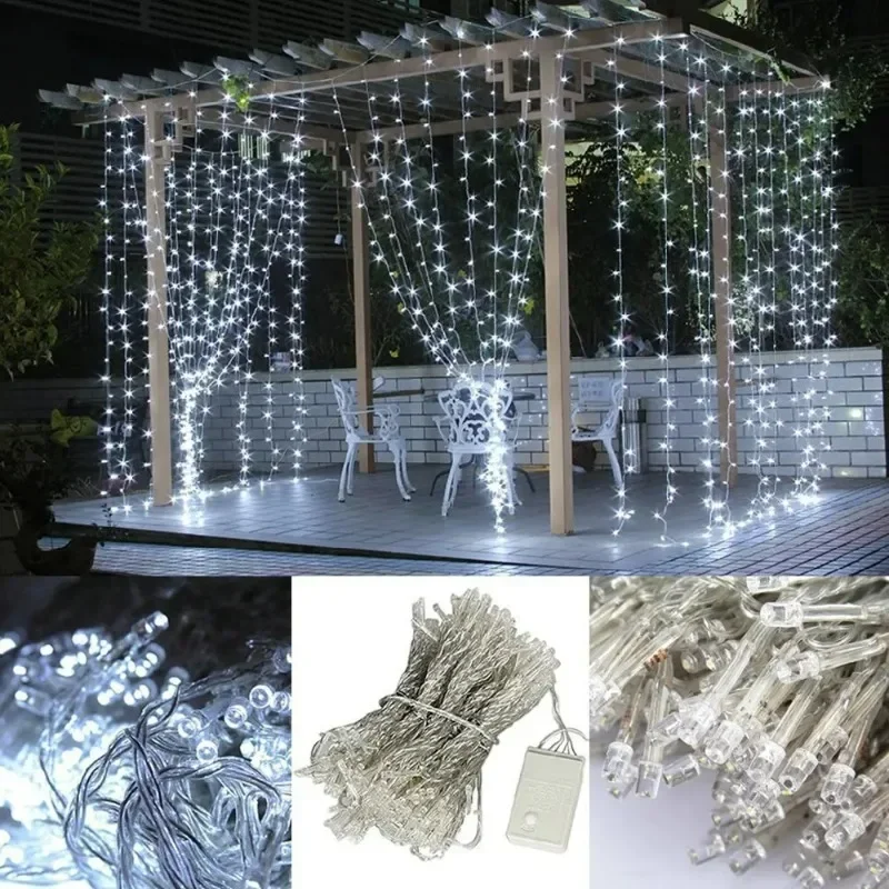 3x3/6x3m led New Year Christmas Garlands LED Wedding Fairy String light Christmas 300 led fairy Light garden party Curtain Decor