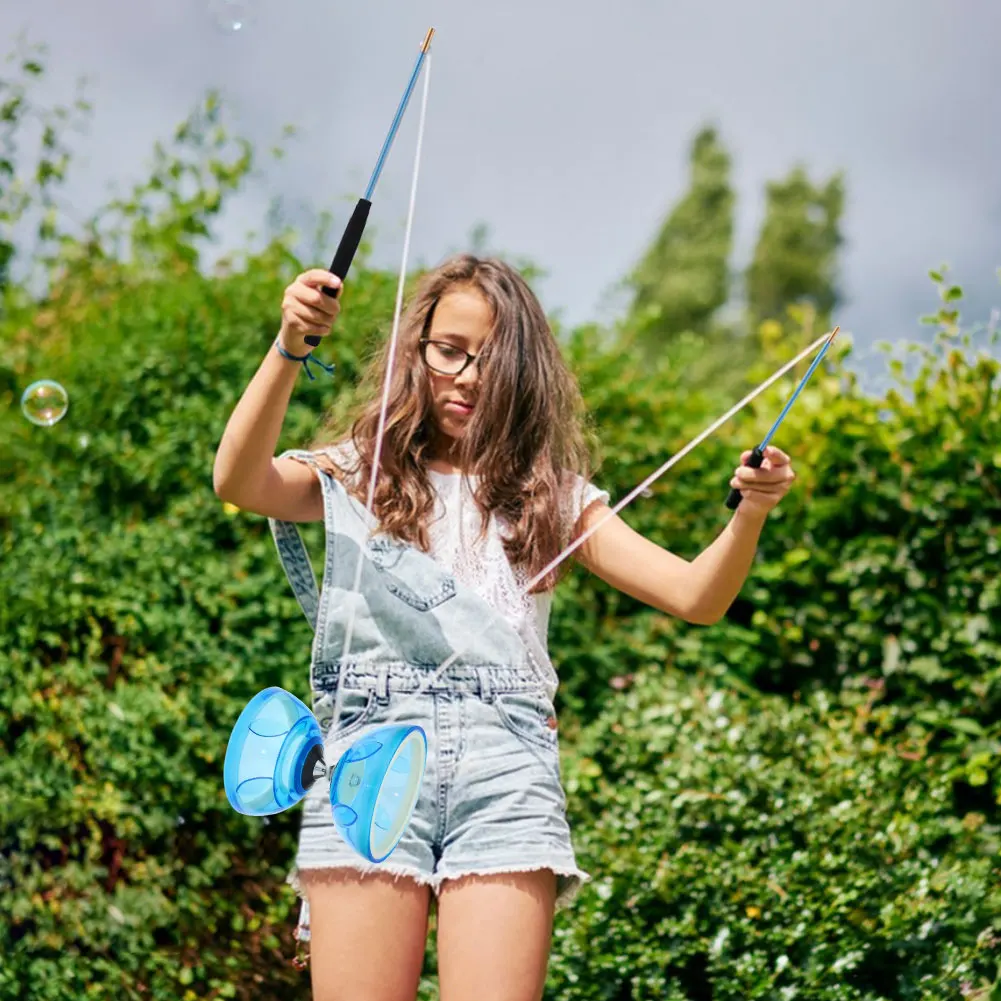Chinese Yoyo Diabolo Set Triple Bearing Diabolo with 2 Diabolo Sticks String and Net Bag Portable Diabolo for All Ages